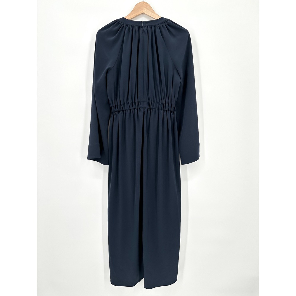 Co Navy Blue Draped Elastic Waist Tulip Midi Dress FW 2019 Japanese Fabric Small - Picture 5 of 9